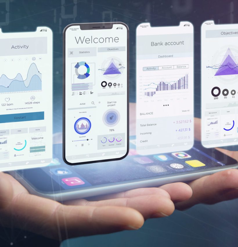 View of an Application interface UI on a smartphone - 3d rendering